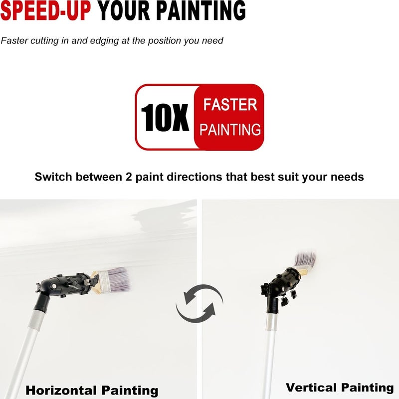 timebetter Multi Angle Paint Brush Extender V2, Long Handle Paint Brush, Extension Pole Attachments for Paint Roller, Paint Edger Tool for High Ceilings, Corner Painting Tool for Paint Extension Pole (Black) - Image 4